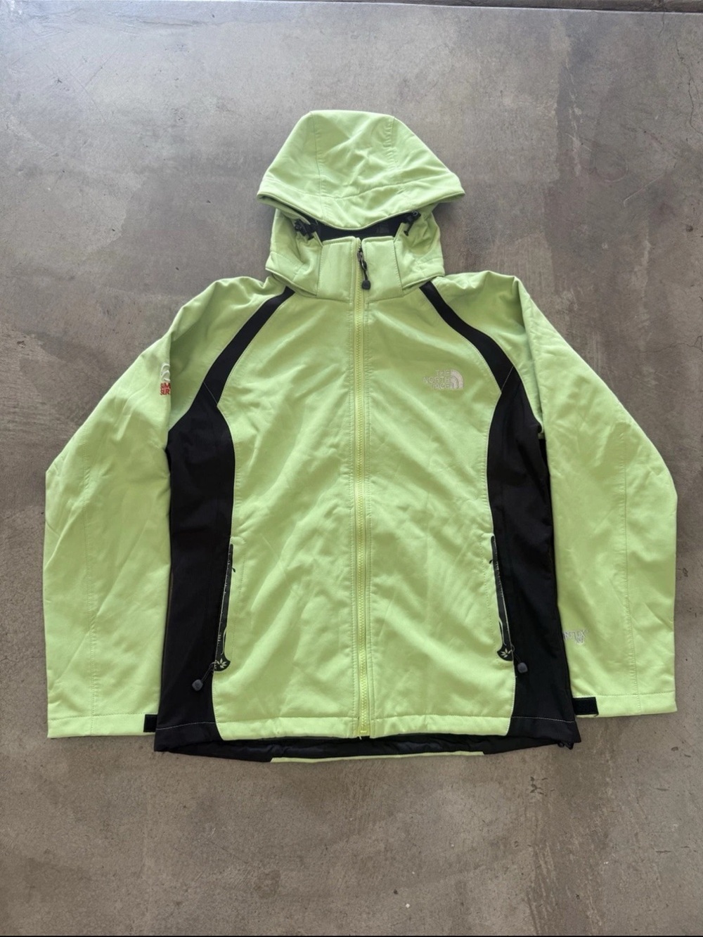 The North Face Lime Green Summit Series Jacket with Red Embroidery